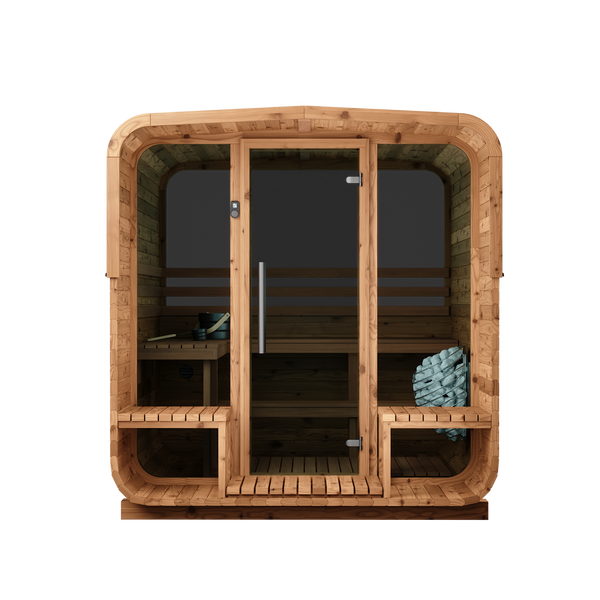 3-4 Person Thermory Square Sauna No 42 with Terrace & Window