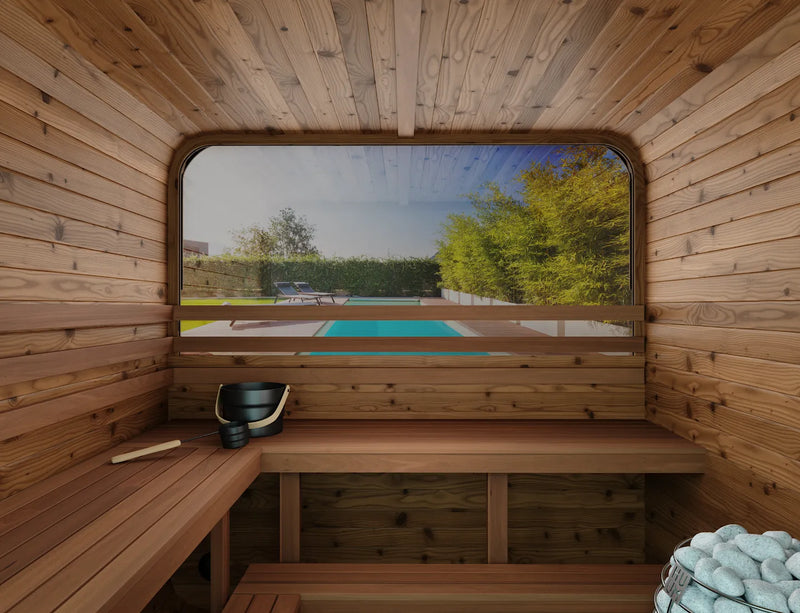 6 Person Thermory Square Sauna No 41 with Terrace & Window