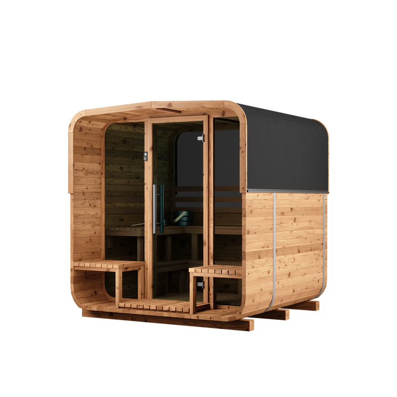 3-4 Person Thermory Square Sauna No 42 with Terrace & Window