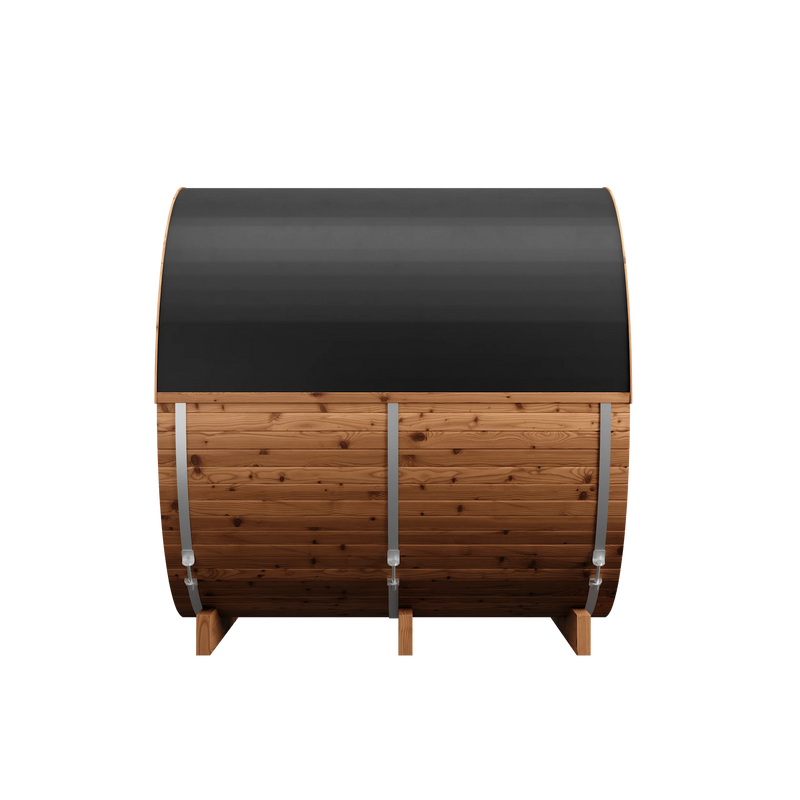 4 Person Thermory Barrel Sauna No. 61 (with porch - 7.3ft diameter)