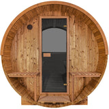 4 Person Thermory Barrel Sauna No. 60 (w/ porch & window - 7.3ft diameter)