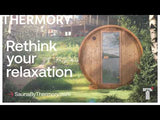 4 Person Thermory Barrel Sauna No. 60 (w/ porch & window - 7.3ft diameter)