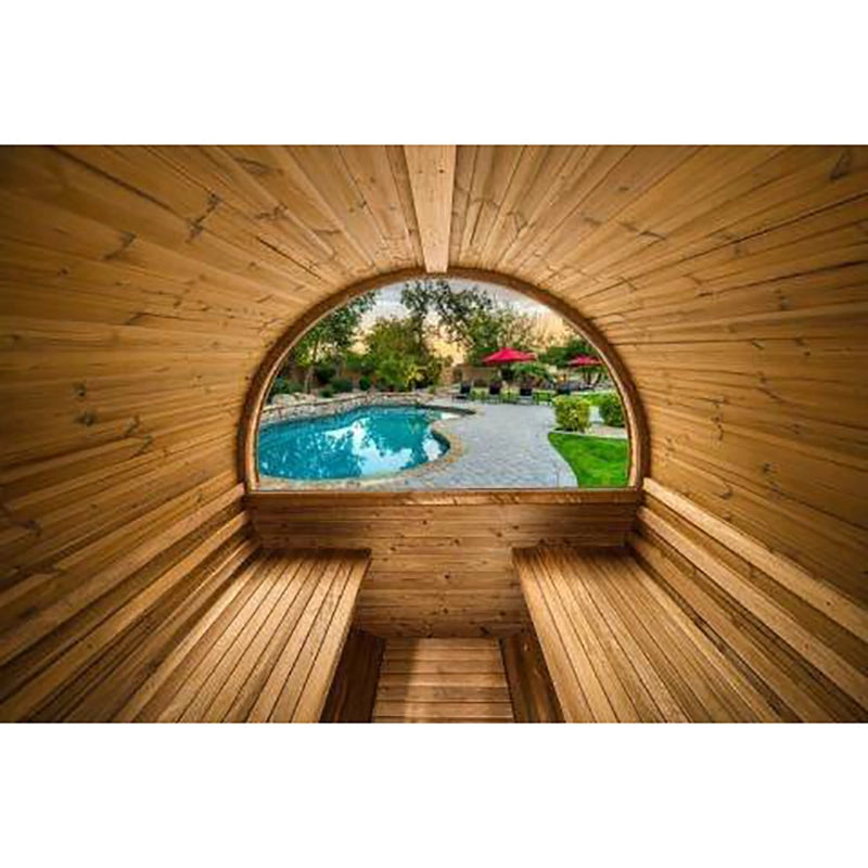 4 Person Thermory Barrel Sauna No. 60 (w/ porch & window - 7.3ft diameter)